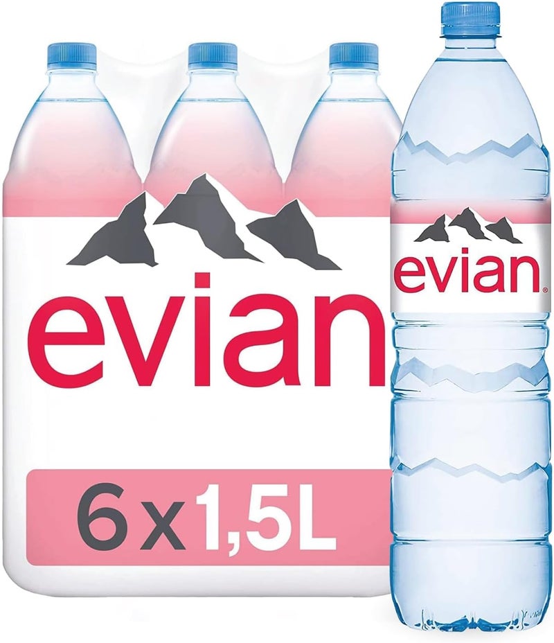 Evian مياه إيفيان المعدنية الطبيعية - 6 زجاجات سعة 1.5 لتر - Image 1