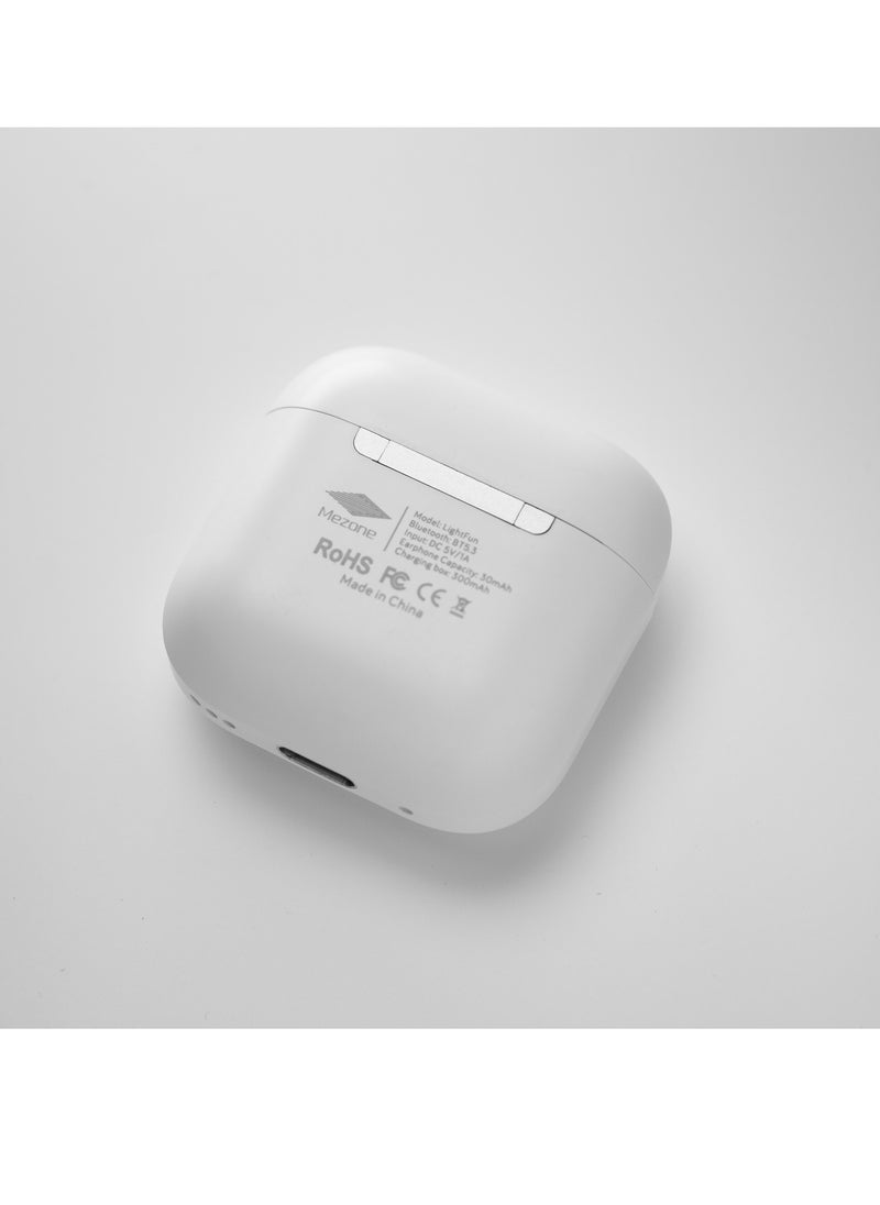 Mezone - LightFun TWS Mini Wireless Earbuds with Lanyard, Touch Control, 4 Hours Playing Time & Bluetooth 5.3 Earphone White - Image 1