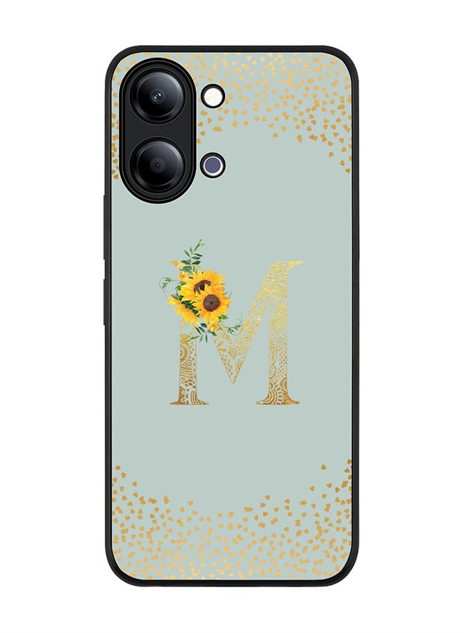 Stylizedd For vivo Y05 4G / Y6t 5G Case,Slim fit Camera Protection, Shockproof Thin Phone cover  - Custom Floral Monogram - M  (Light Grey ) - Image 1