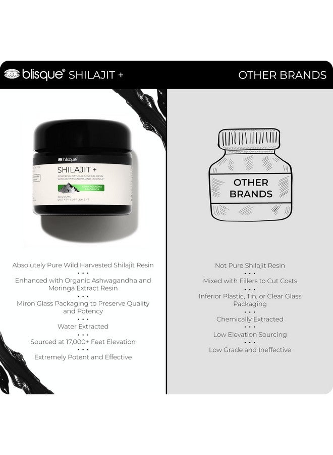 Blisque - Pure Himalayan Organic Shilajit Resin Supplement | with Organic Ashwagandha and Moringa | Authentic and Natural | Golden Grade A | Contains Fulvic Acid and Trace Minerals | 60 Grams - Image 5