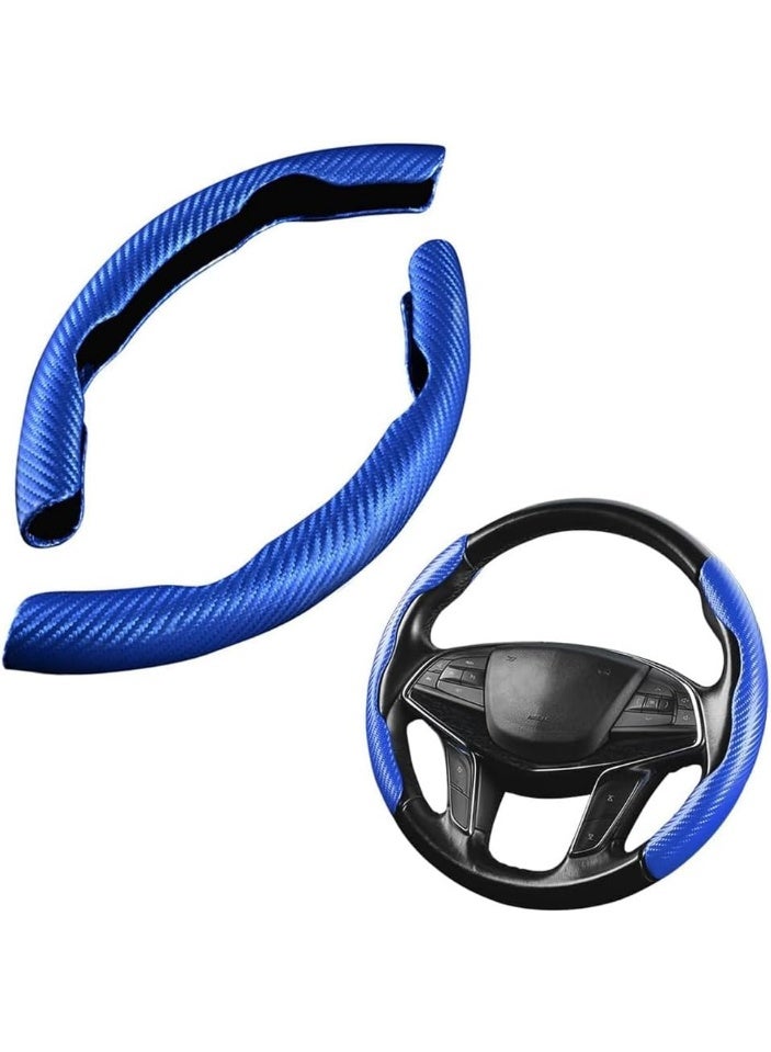 YONK New Carbon Fiber Steering Pattern Wheel Cover for Women&Man, Safe and Non-Slip Car Accessory Protector Wheel Cover Universal Automobile Interior Accessories Sport Blue - Image 1