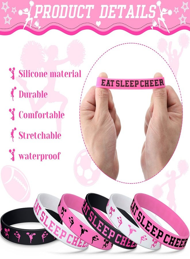 Inbagi 30 Pieces Cheerleading Inspirational Silicone Wristband Stretch Motivational Dance Bracelets Gymnastics Rubber Band Cheer Rubber Bracelet for Women Girl Cheer Team Theme Party Supplies - Image 3