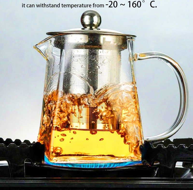 PCduoduo with Infuser Clear Glass Teapot,Tea Pot with Tea Strainers,Borosilicate Glass Teapot with Infusers for Loose TeaHeat Resistant Loose Leaf Teapot,Stovetop Dishwasher Safe (750ML/25OZ) - Image 3