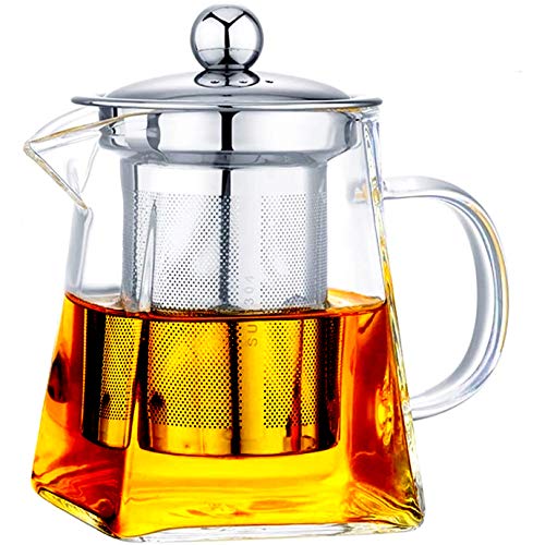 PCduoduo with Infuser Clear Glass Teapot,Tea Pot with Tea Strainers,Borosilicate Glass Teapot with Infusers for Loose TeaHeat Resistant Loose Leaf Teapot,Stovetop Dishwasher Safe (750ML/25OZ) - Image 1