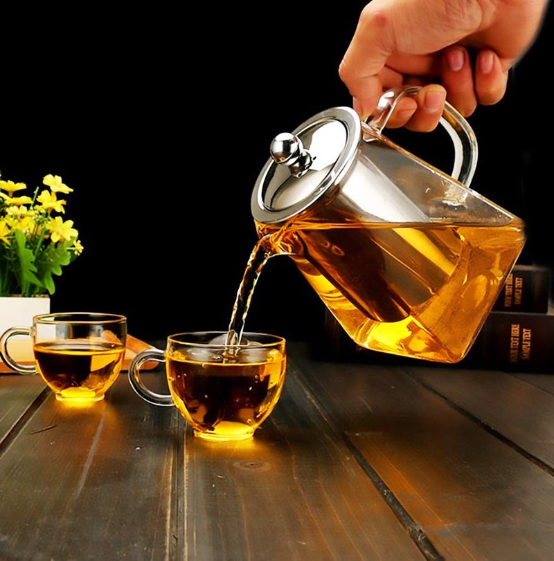 PCduoduo with Infuser Clear Glass Teapot,Tea Pot with Tea Strainers,Borosilicate Glass Teapot with Infusers for Loose TeaHeat Resistant Loose Leaf Teapot,Stovetop Dishwasher Safe (750ML/25OZ) - Image 2