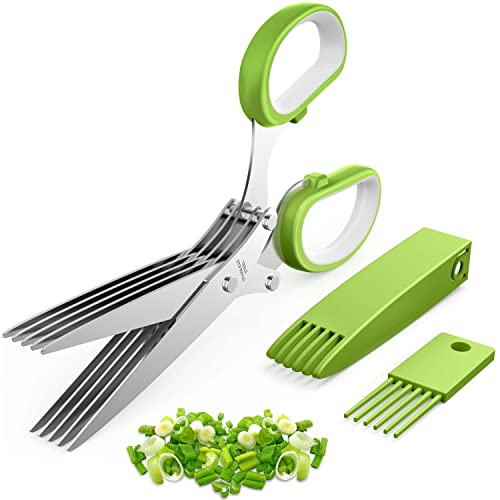 2025 Upgraded Herb Scissors Effortless Herb Shears Cutter Tool with Sharp Stainless Steel Blades for Fresh Herbs MustHave Kitchen Cooking Gadget Green