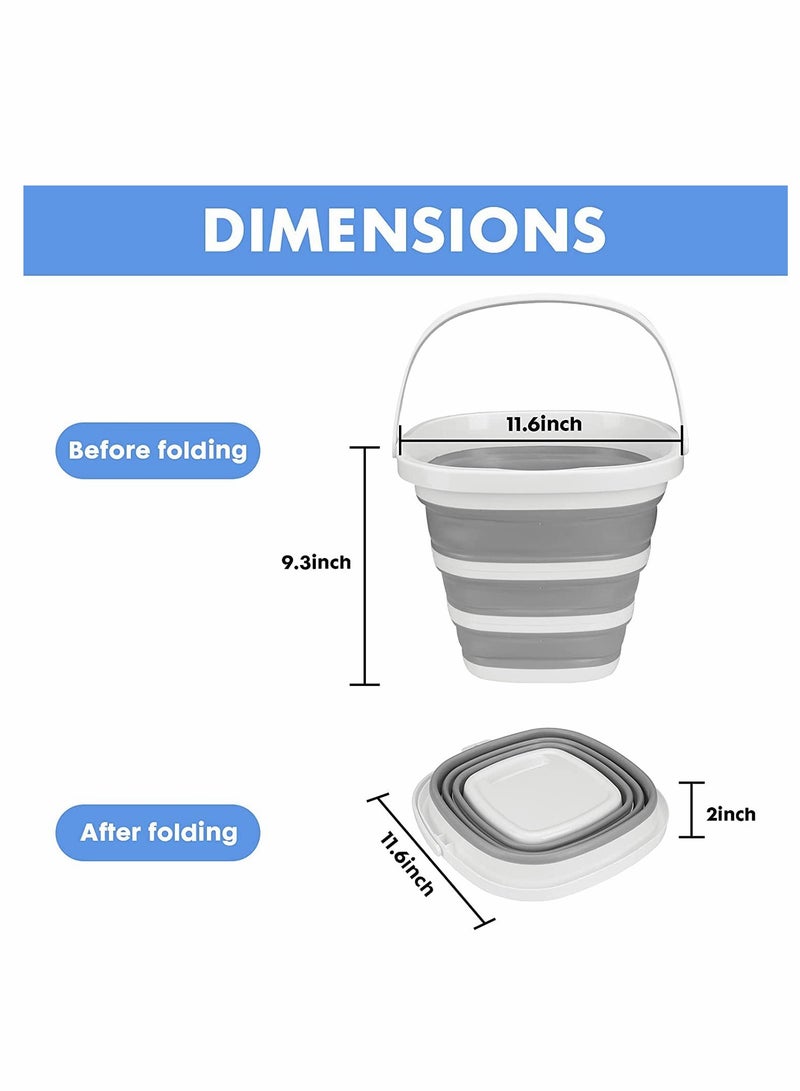 Excefore Collapsible Bucket with Handle 2.6 Gallon (10L) Foldable Portable Waterproof Cleaning Bucket Multipurpose Space Saving Bucket Car Trash Bucket Camping Fishing Boat Caravan RV Wash Outdoor - Image 4