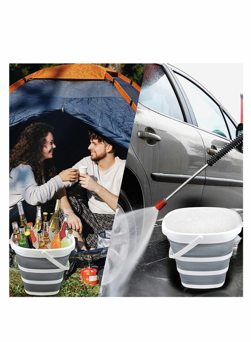 Excefore Collapsible Bucket with Handle 2.6 Gallon (10L) Foldable Portable Waterproof Cleaning Bucket Multipurpose Space Saving Bucket Car Trash Bucket Camping Fishing Boat Caravan RV Wash Outdoor - Image 5