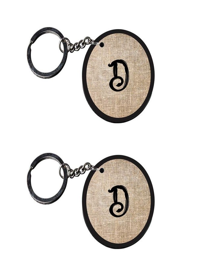 Anuman007 | Alphabet D keychain | keychain yellow Printed Wooden Keychains | Circle Shape Set of 2 keyrings 2x2 inch - Image 1