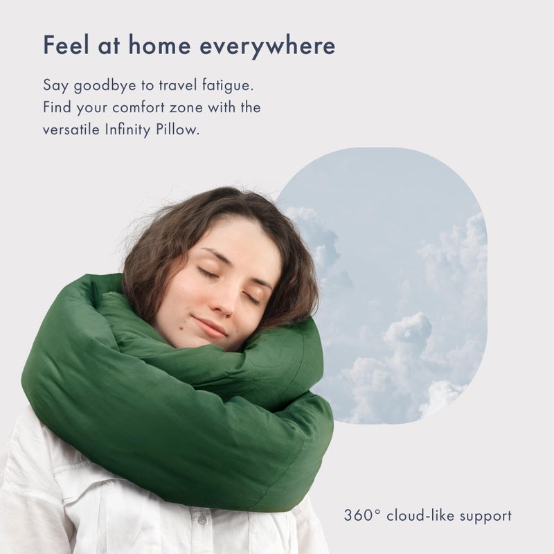 Huzi Huzi Infinity Pillow - Travel Neck Pillow - Versatile Soft 360 Support Scarf - Machine Washable - Home Travel Flight Road Trips (Pine Green)  - Image 2