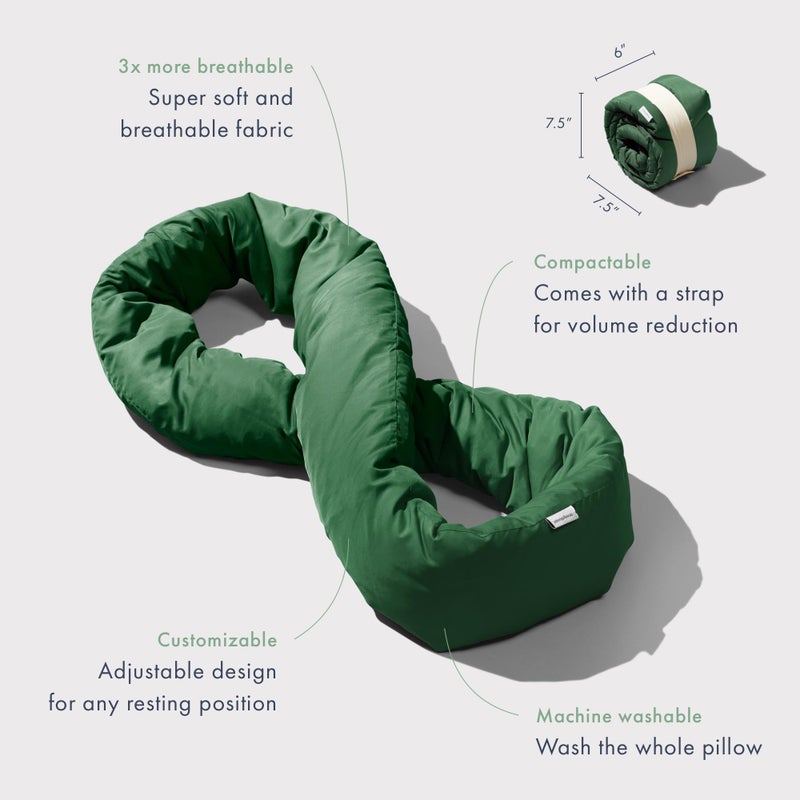 Huzi Huzi Infinity Pillow - Travel Neck Pillow - Versatile Soft 360 Support Scarf - Machine Washable - Home Travel Flight Road Trips (Pine Green)  - Image 3