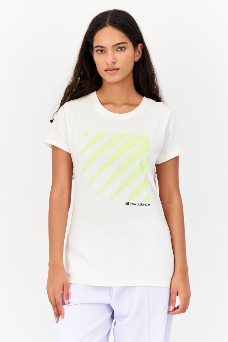 New Balance Women Athletic Fit Short Sleeve Training T-Shirt, White  - Image 1
