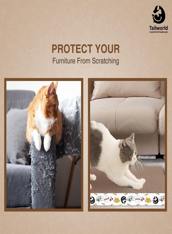 Tailworld Cat Scratcher, a 2-in-1 Reversible Scratching Pad Recyclable Corrugated Scratch Toy with Straight Shape & 10ML Catnip Cat Scratch Lounge for Furniture Protection (48x24x5) - Image 3