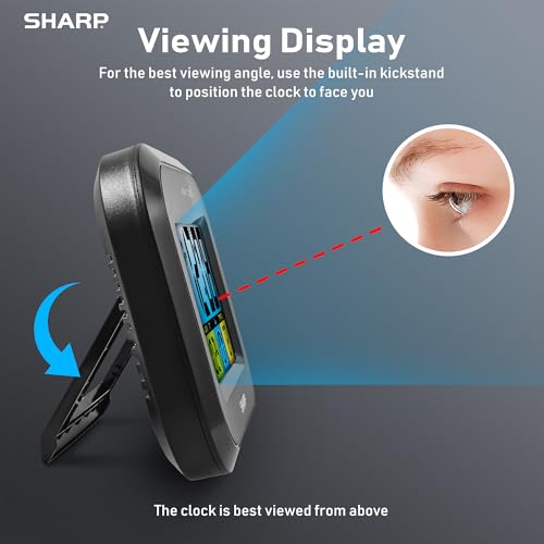 SHARP Digital Alarm Clock with LCD Display – Always-On Backlight, Adjustable Brightness, Dual Alarms, USB Charging – Easy-to-Read Front View, Perfect for Bedroom, Office or Travel - Image 3