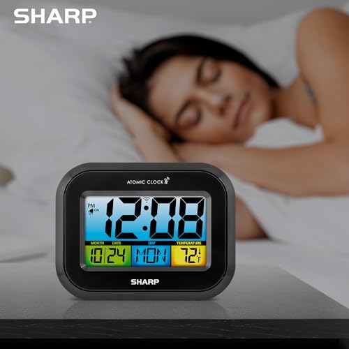 SHARP Digital Alarm Clock with LCD Display – Always-On Backlight, Adjustable Brightness, Dual Alarms, USB Charging – Easy-to-Read Front View, Perfect for Bedroom, Office or Travel - Image 5