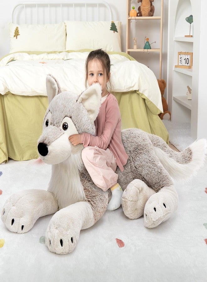 MaoGoLan Large Wolf Stuffed Animal for Boy, Giant Wolf Plush Toy for Girl, Stuffy Coyote for Kid, Realistic Stuffed Coyote Plush Pillow for Baby Shower, Birthday Gifts or Party Favor, 47 inches - Image 2