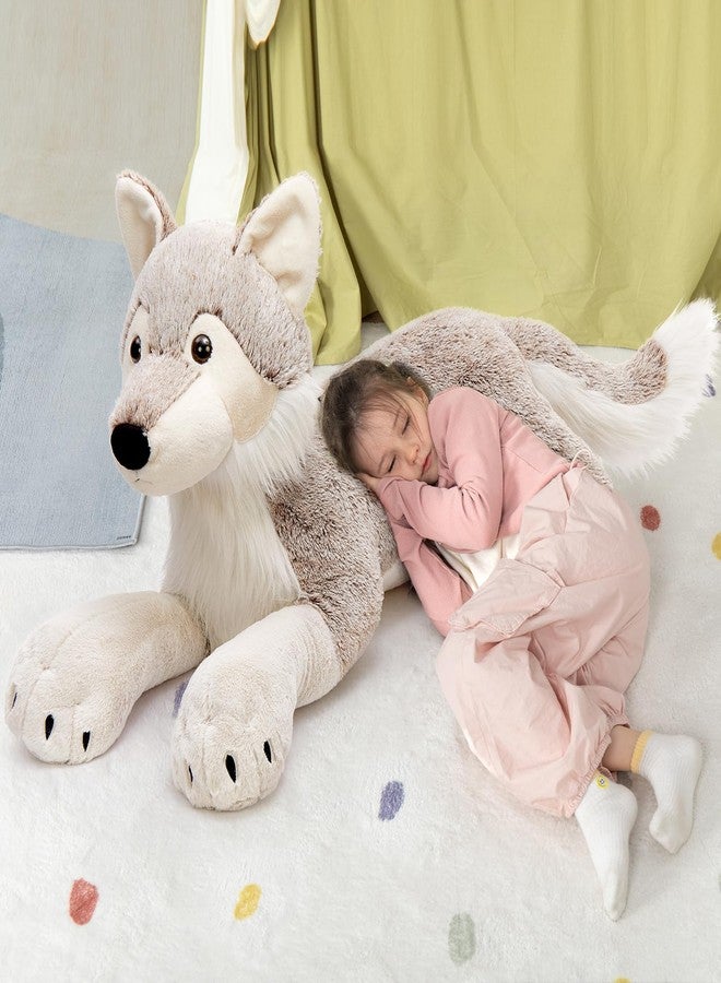 MaoGoLan Large Wolf Stuffed Animal for Boy, Giant Wolf Plush Toy for Girl, Stuffy Coyote for Kid, Realistic Stuffed Coyote Plush Pillow for Baby Shower, Birthday Gifts or Party Favor, 47 inches - Image 3