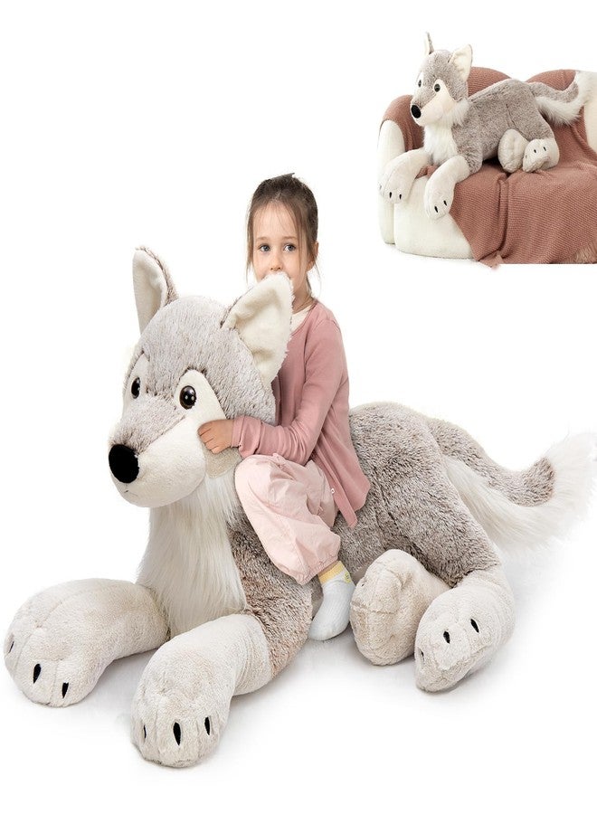 MaoGoLan Large Wolf Stuffed Animal for Boy, Giant Wolf Plush Toy for Girl, Stuffy Coyote for Kid, Realistic Stuffed Coyote Plush Pillow for Baby Shower, Birthday Gifts or Party Favor, 47 inches - Image 1