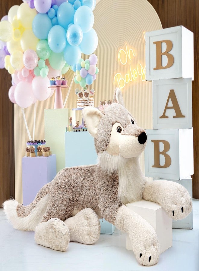 MaoGoLan Large Wolf Stuffed Animal for Boy, Giant Wolf Plush Toy for Girl, Stuffy Coyote for Kid, Realistic Stuffed Coyote Plush Pillow for Baby Shower, Birthday Gifts or Party Favor, 47 inches - Image 5