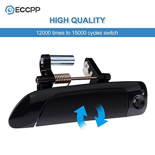 ECCPP مقبض باب ECCPP الخارجي الجانبي الأيسر للسائق لسيارة هوندا سيفيك 2001-2005 باللون الأسود الناعم - Image 3