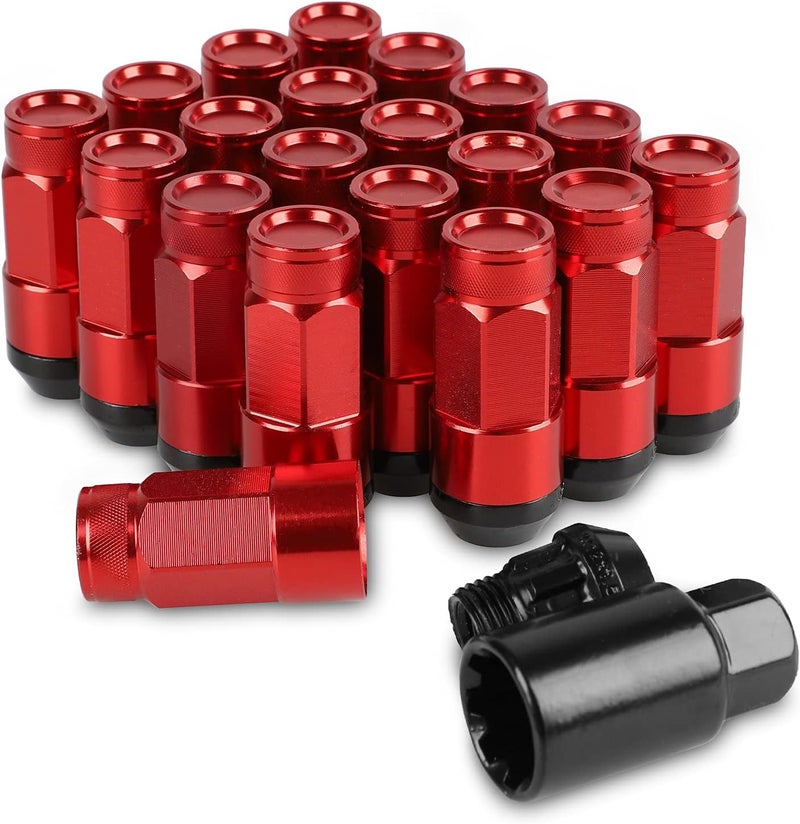 EZPROIT 20PCS Closed End Lug Nuts with Socket - Red - Image 1