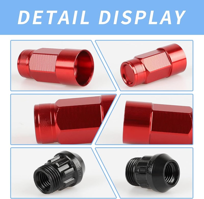 EZPROIT 20PCS Closed End Lug Nuts with Socket - Red - Image 3