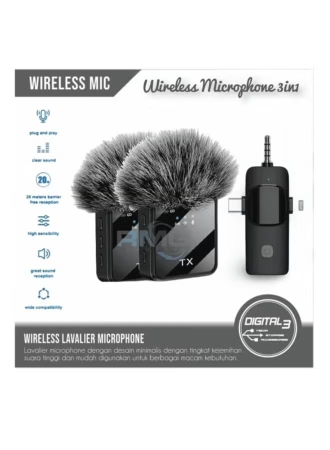Tx 3-in-1 Wireless Lavalier Microphone F11-2 for Live Video Recording – High-Quality Lapel Mic for Smartphone, Camera & Computer, Clear Audio for Vlogging, Interviews, and Content Creation - Image 4