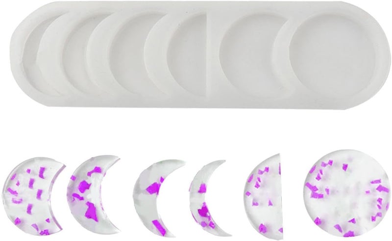 FirstTry FirstTry Resin Mold I 3D Crystal Different Shape Casting Silicone Epoxy Mould I for DIY Homemade Art Crafts Resin Soap Clay Keychain Charm Pendant Earring Necklace Art Craft Making Moon