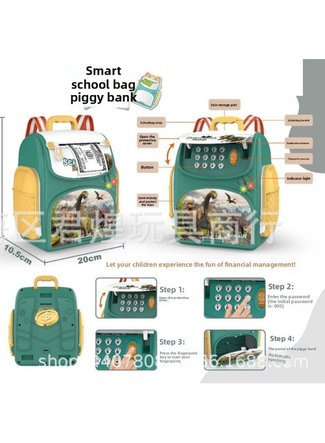Electric Children's Piggy Bank Backpack Toy Fingerprint Cartoon Automatic Roll Piggy Bank Creative Toy Birthday Gift-Color:172653 Cartoon Princess Schoolbag Piggy Bank - Image 5