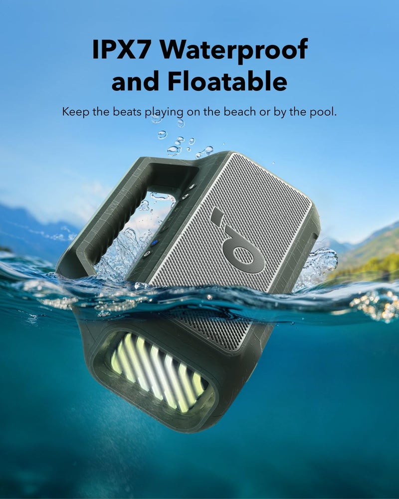 soundcore Boom 2 By Anker, Outdoor Speaker, 80W, Subwoofer, BassUp 2.0, 24H Playtime, IPX7 Waterproof, Floatable, RGB Lights, USB-C, Custom EQ, Bluetooth 5.3, Portable for Camping, Beach, and Backyard - Image 5