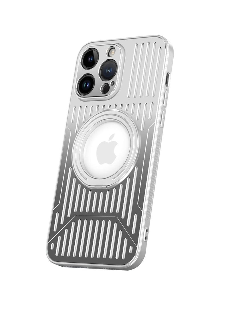 عام غطاء لجهاز iPhone 15 Pro Max/15 Pro/15 Plus/15، 【سبائك الألمنيوم الطائر】 لتبديد الحرارة، 【متوافق مع MagSafe】 مع قاعدة دوارة خفية بزاوية 360 درجة