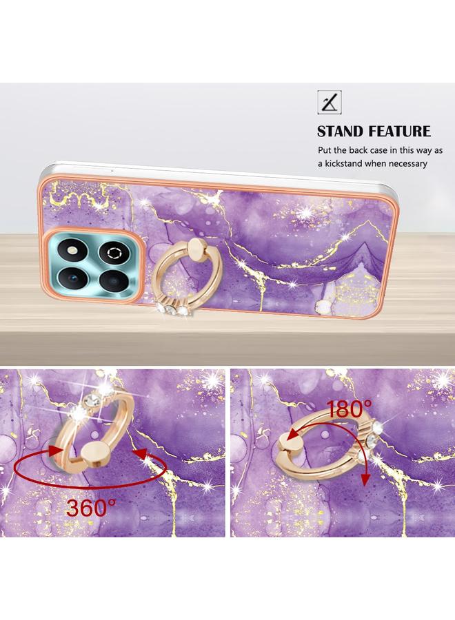 جرين تايجر جراب لهاتف Honor X6b مصنوع من مادة TPU IMD رخامية مطلية بالكهرباء مع حامل حلقي - Image 3