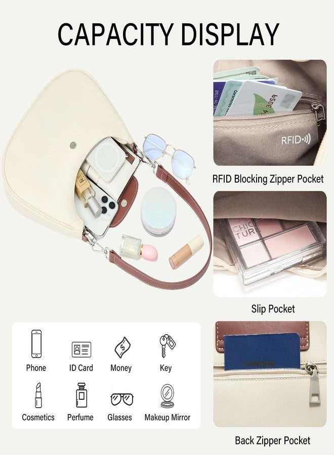 CLUCI Shoulder Bag for Women, RFID Blocking Purse Vegan Leather Hobo Handbags with Adjustable Strap Anti Theft Crossbody Bag White - Image 4