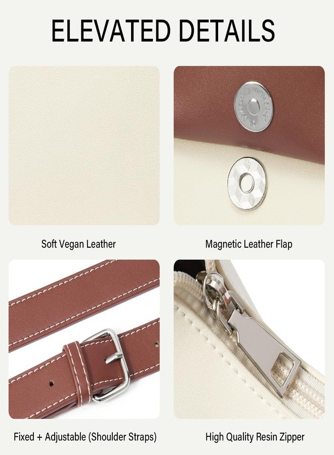 CLUCI Shoulder Bag for Women, RFID Blocking Purse Vegan Leather Hobo Handbags with Adjustable Strap Anti Theft Crossbody Bag White - Image 5