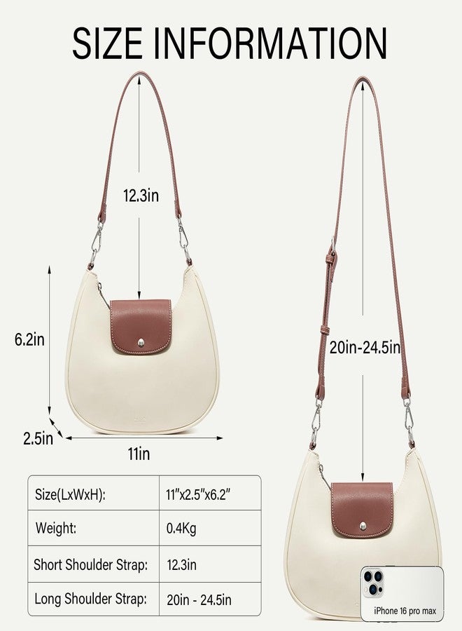 CLUCI Shoulder Bag for Women, RFID Blocking Purse Vegan Leather Hobo Handbags with Adjustable Strap Anti Theft Crossbody Bag White - Image 3