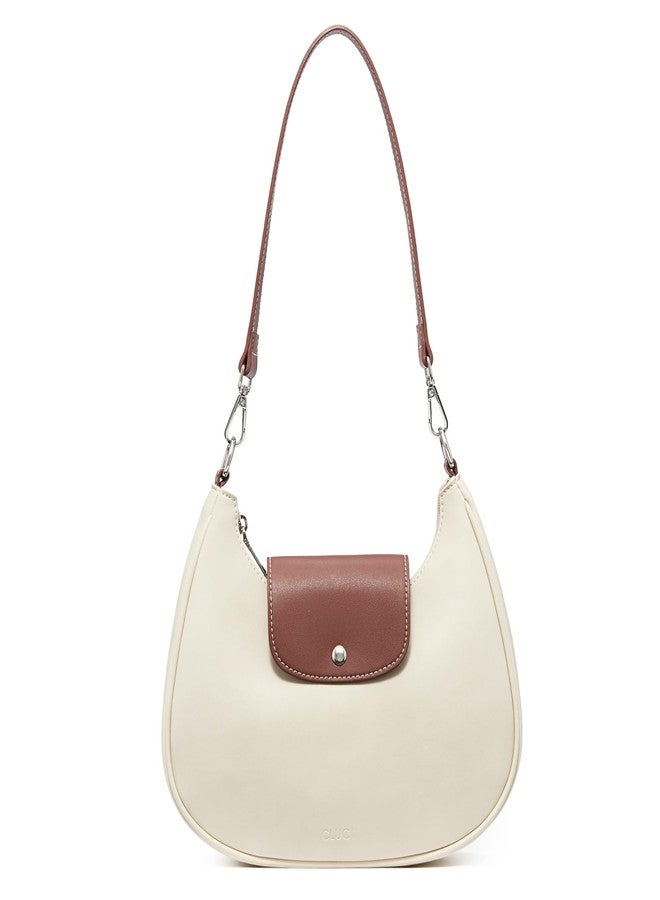 CLUCI Shoulder Bag for Women, RFID Blocking Purse Vegan Leather Hobo Handbags with Adjustable Strap Anti Theft Crossbody Bag White - Image 1
