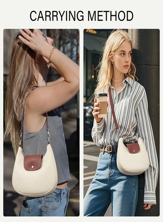 CLUCI Shoulder Bag for Women, RFID Blocking Purse Vegan Leather Hobo Handbags with Adjustable Strap Anti Theft Crossbody Bag White - Image 2