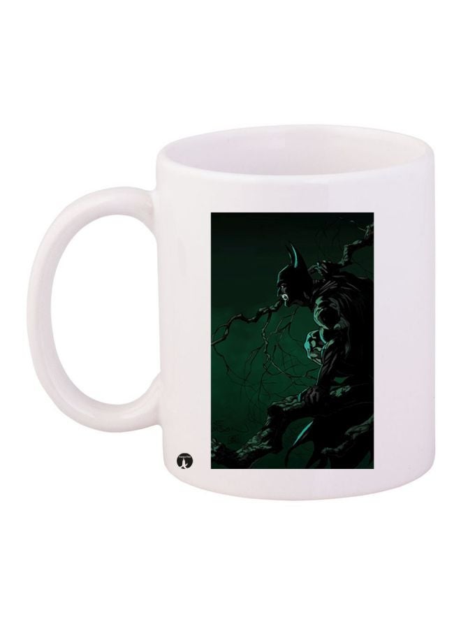 Cartoon Printed Coffee Mug White/Black/Green 11ounce