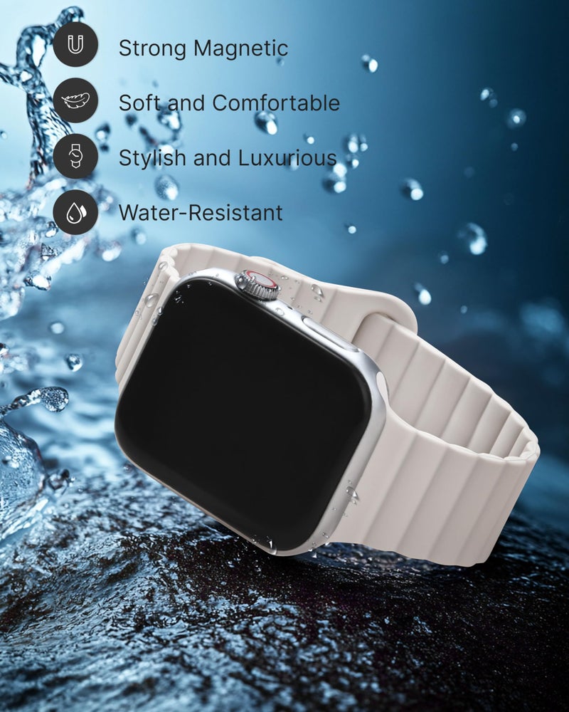 Fullmosa Silicone Magnetic Band Compatible with Apple Watch Strap 49mm 46mm 45mm 44mm 42mm(Series 3 2 1),Sport Bands for iWatch Ultra3/2/1 SE3/SE2/SE Series 11 10 9 8 7 6 5 4 3 2 1,Starlight[NO Watch] - Image 4