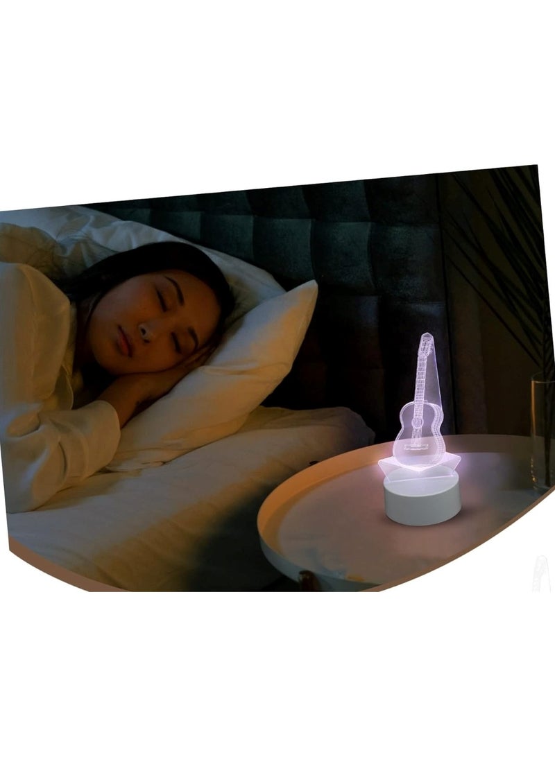 هويتك مصباح LED ثلاثي الأبعاد للجيتار باللون الأبيض  - Image 3