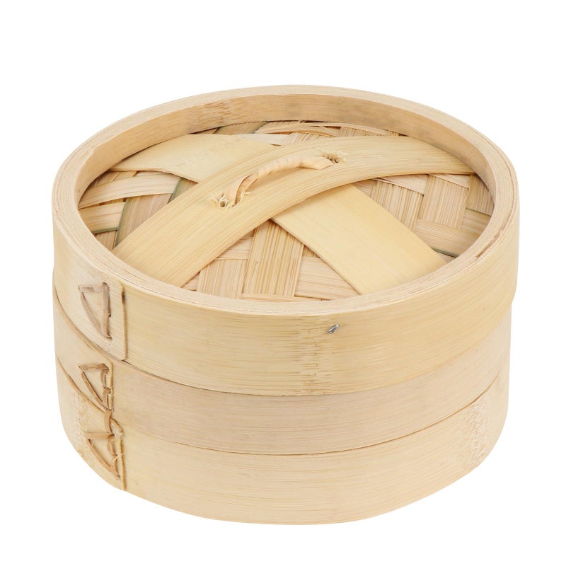 Natural Bamboo Steamer Basket 14 5cm Flat Bottom With Lid For Dumplings Dim Sum - Image 2