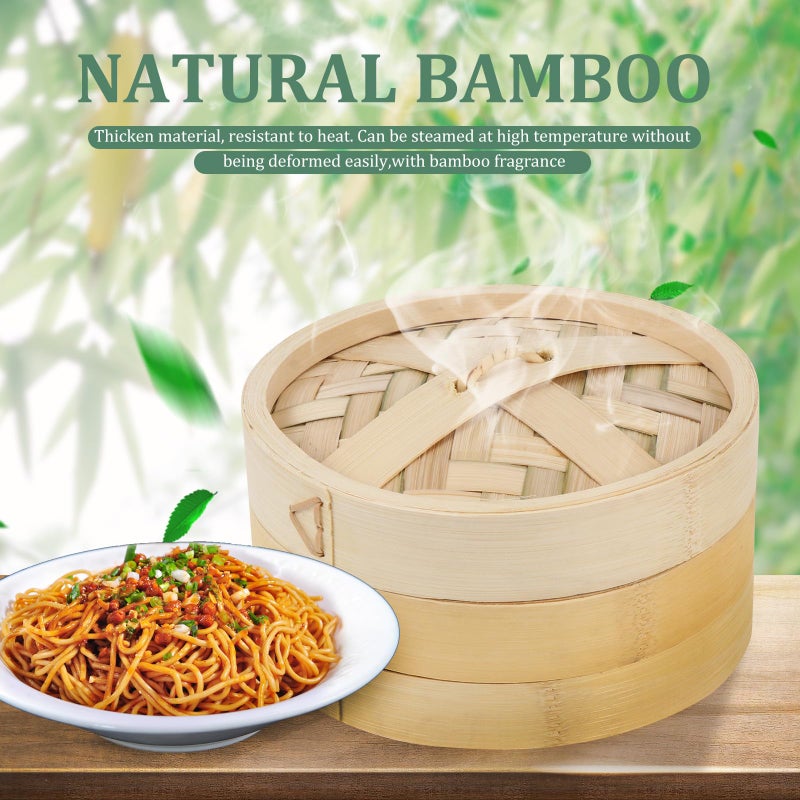 Natural Bamboo Steamer Basket 14 5cm Flat Bottom With Lid For Dumplings Dim Sum - Image 5