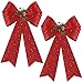 MCEAST MCEAST 2 Pack Red Christmas Bows Xmas Wreaths Garland Bows with Pinecones for Christmas Tree Ornaments Sets Indoor  - Image 2