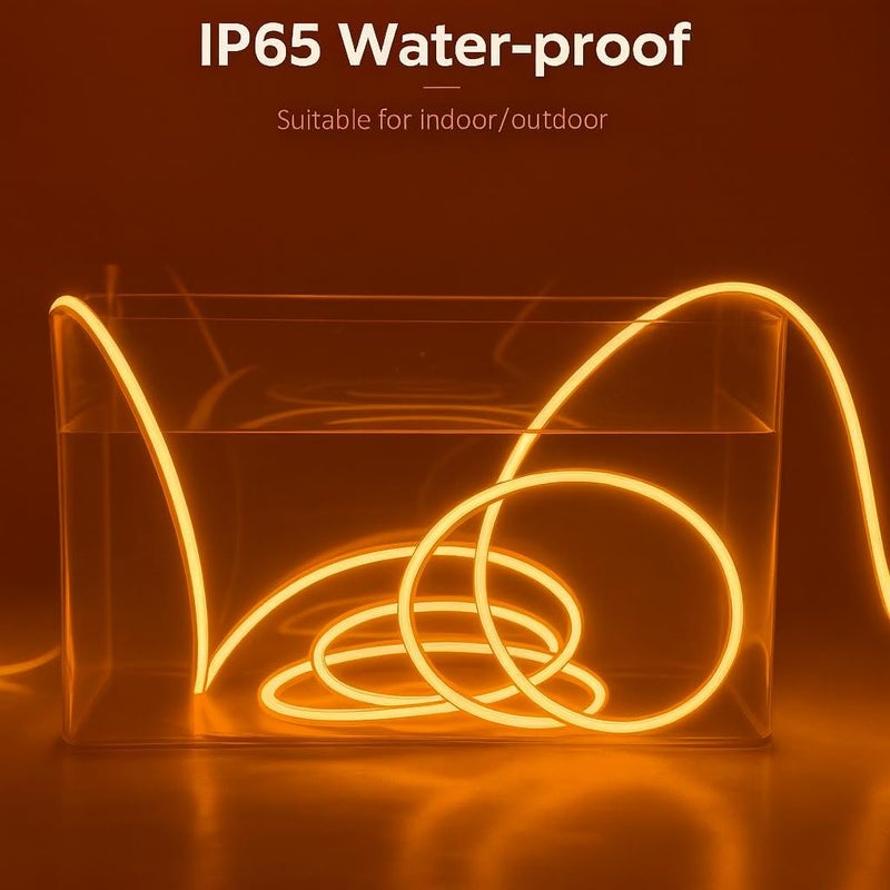 Gesto 16.4 Feet Neon LED Strip Light with 12V Adapter | Cuttable & Flexible Waterproof Rope Light for Wall Decor, Indoor & Outdoor Decoration, Custom Names,Signage & Diwali Decorative Lighting-Orange - Image 4