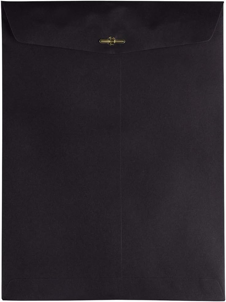 JAM Paper 9 x 12 Open End Catalog Envelopes with Clasp Closure - Smooth Black - 25/Pack - Image 1