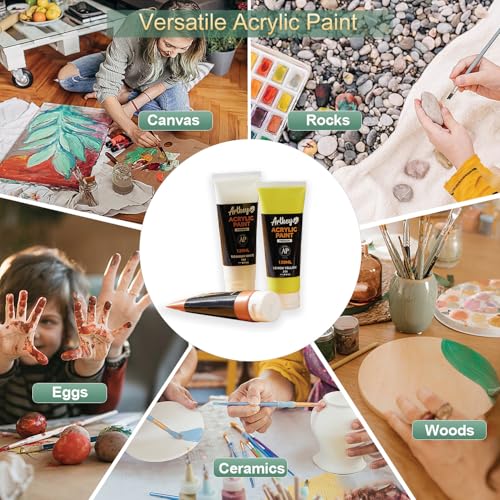 Artkey Acrylic Paint Set - 8 Colors (120 ml/4.06 oz) Tubes, Rich & Vibrant Pigments, Professional Artists Acrylic Paints - Art Supplies for Canvas Wood Rock Clay Fabric Ceramics Art Crafts Painting - Image 5