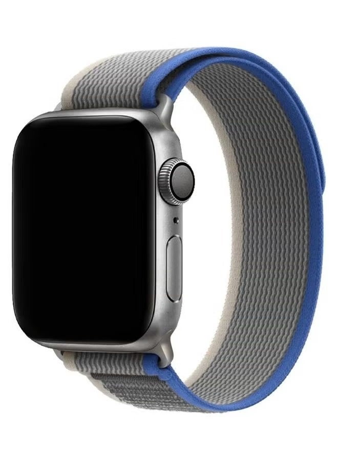 Apple Watch Trail Band 49mm 45mm 44mm 42mm Nylon Woven Sport Strap for iWatch Series Ultra/8/7/SE/6/5/4/3/2/1 Dark Grey/Blue - Image 1