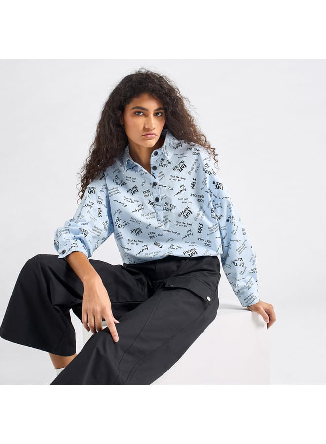 Splash FAV Printed Shirt with Collar and Long Sleeves  - Image 1