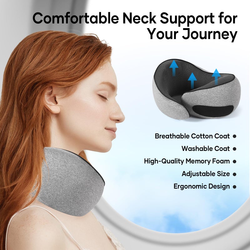 NOCRLG Travel Pillow, Travel Neck Pillow for Airplanes Car, 100% Pure Memory Foam Travel Pillow, Sleeping Essentials for Long Flight 360Â° Head Support Degree Comfort and Breathability - Image 5