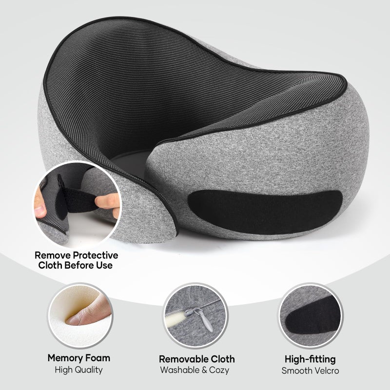 NOCRLG Travel Pillow, Travel Neck Pillow for Airplanes Car, 100% Pure Memory Foam Travel Pillow, Sleeping Essentials for Long Flight 360Â° Head Support Degree Comfort and Breathability - Image 3